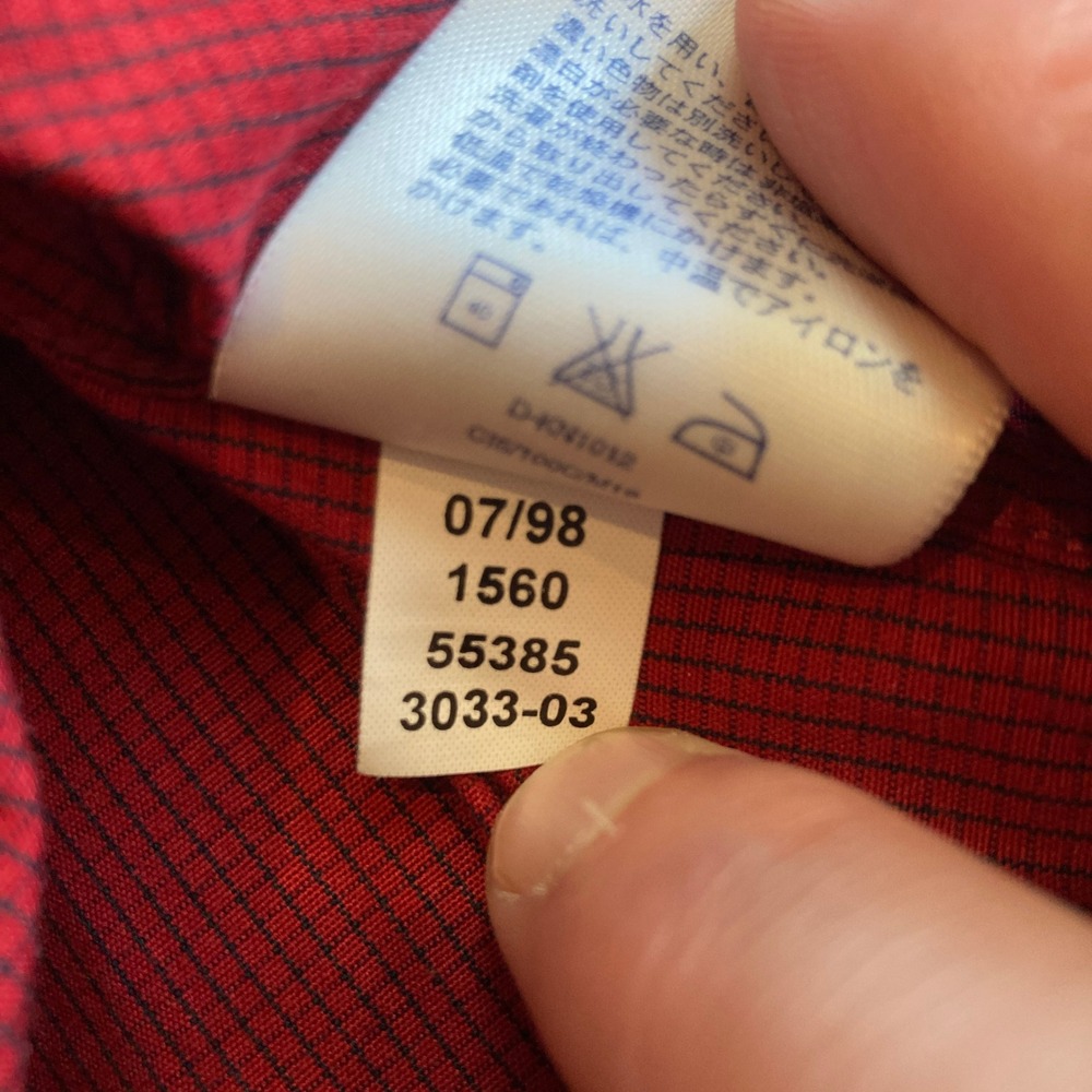Vintage Lands End Shirt Womens 12 Red Micro Check Cotton Button Down L/S 90s - Picture 13 of 13